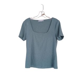 Marled Essentials Sage Green Square Neck Tee Shirt Small